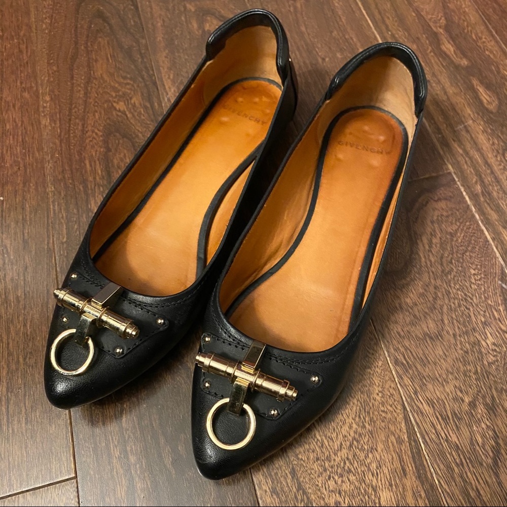 Authentic GIVENCHY Gold Buckle Flats